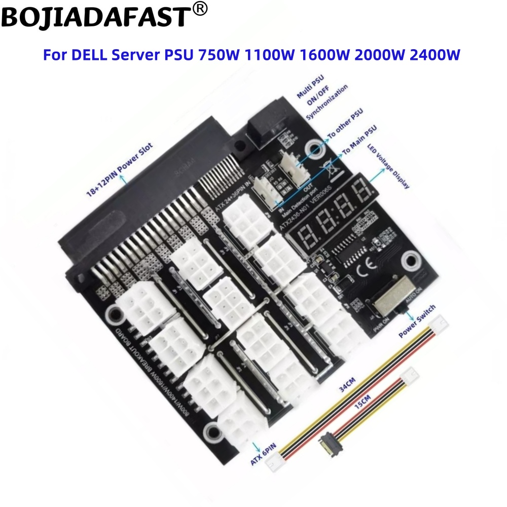 2400W Server Psu Breakout Board - 12 Port Konektor PCIE 6Pin, Papan