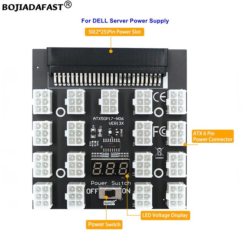17 Port PCI-E 6Pin Konektor Se - 2400W Server Psu Breakout Board ulasan dan harga